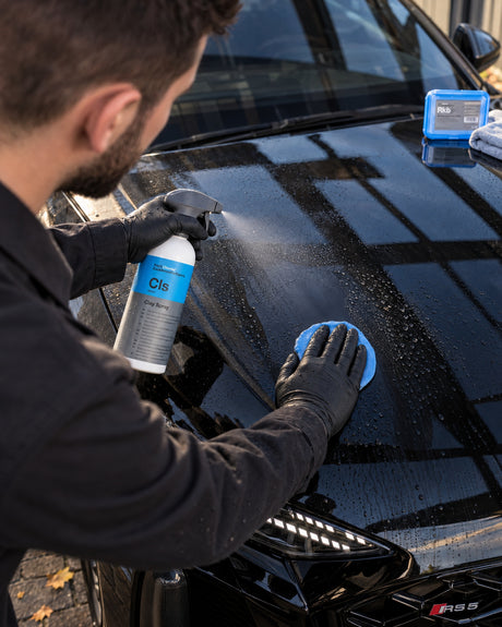 Detailing1 claying paint — Koch-Chemie Rkb clay glides in straight lines over the bonnet with Clay Spray Cls