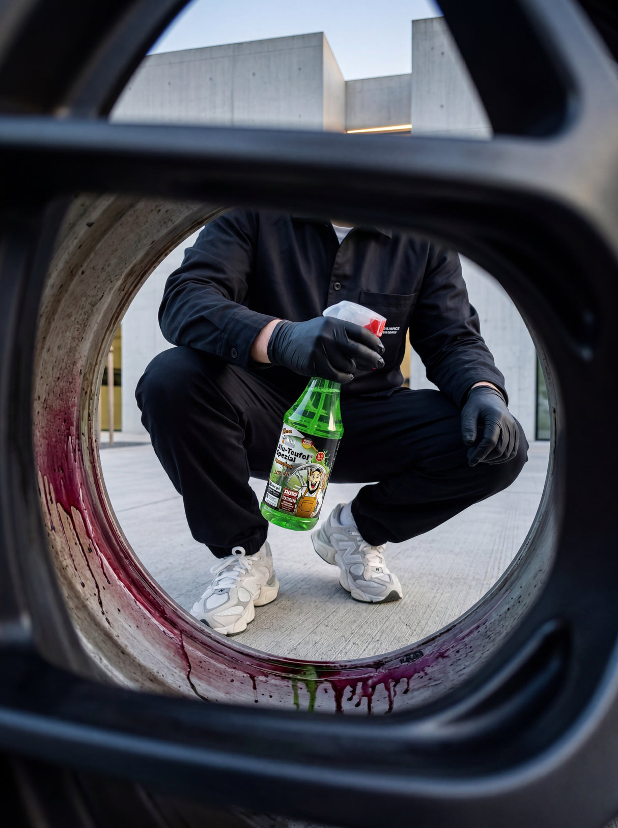 Alu-Teufel Spezial Grün Anwendung auf Felge mit Farbumschlag