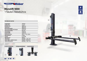 "Monolift 1000" 1-Säulen Hebebühne Weber-Expert-Serie bis 1000kg