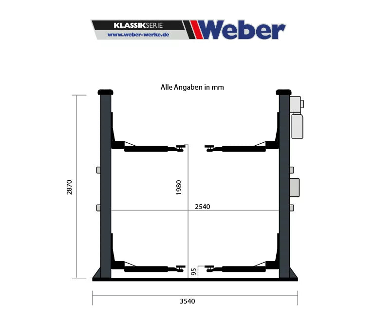 "QSD-4000A" 2-Säulen Hebebühne Weber-Klassik-Serie bis 4000kg